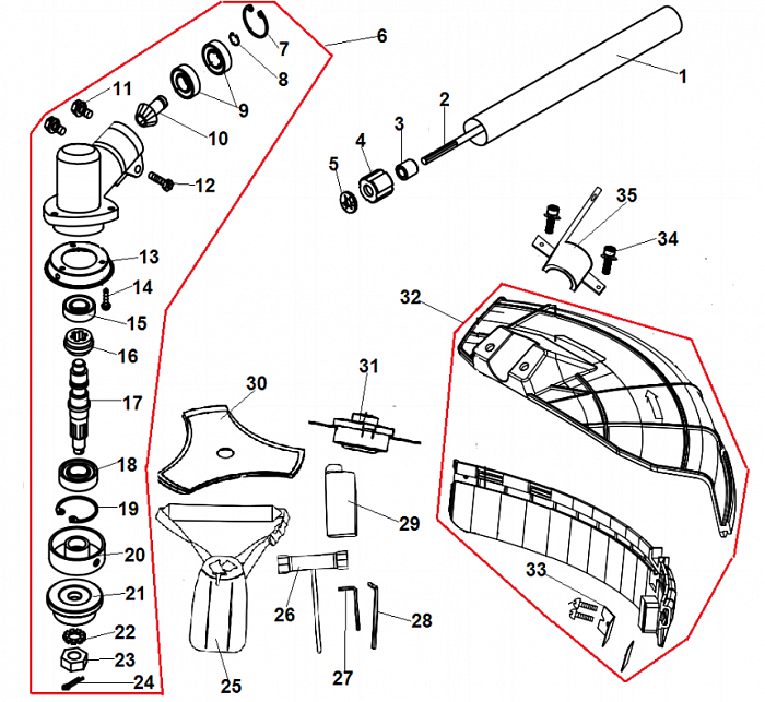 6 РЕДУКТОР - КОЖУХ ТРИММЕР CHAMPION Т346